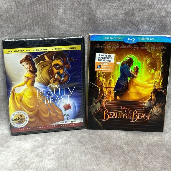 Disney Beauty and the Beast 4K UHD Animation + Live Action Blu-ray/DVD Combo - Picture 1 of 6